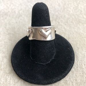 Chunky Vintage Sterling Silver Heart Ring